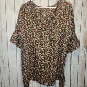 Loft Floral Bell Sleeve Blouse - Plus Size 20